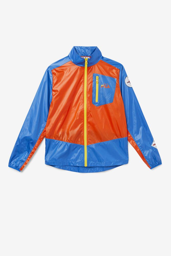 Fila Jacket Pinnacle Mens Orange/Blue - India DHG-735426